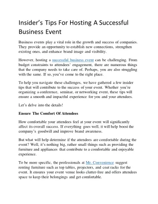 Insider’s Tips For Hosting A Successful Business Event