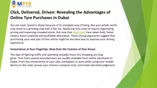 Click Delivered Driven Revealing the Advantages of Online Tyre Purchases in Dubai