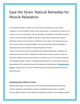 Ease the Strain: Natural Remedies for Muscle Relaxation