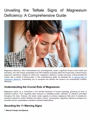 Unveiling the Telltale Signs of Magnesium Deficiency: A Comprehensive Guide