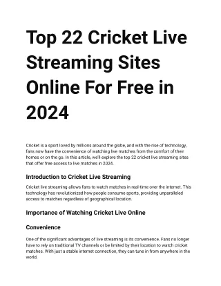 Top 22 Cricket Live Streaming Sites Online For Free in 2024