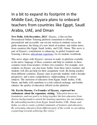 In a bit to expand its footprint in the Middle East, Ziyyara plans to onboard te