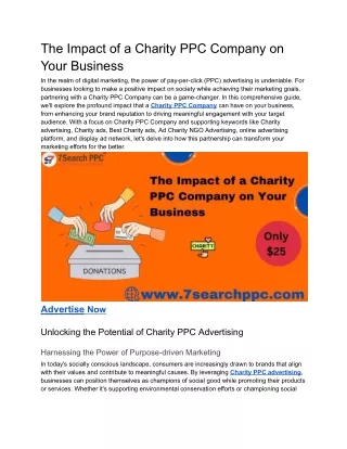 The Impact of a Charity PPC Company on Your Business