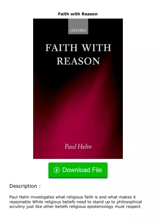 Download⚡PDF❤ Faith with Reason