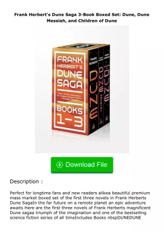 read ❤️(✔️pdf✔️) Frank Herbert's Dune Saga 3-Book Boxed Set: Dune, Dune Messia