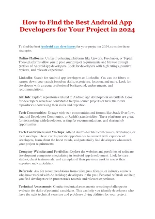 How to Find the Best Android App Developers for Your Project in 2024