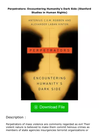 PDF✔Download❤ Perpetrators: Encountering Humanity's Dark Side (Stanford Studie