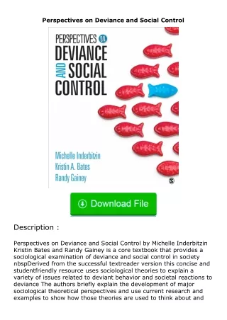 [PDF]❤READ⚡ Perspectives on Deviance and Social Control