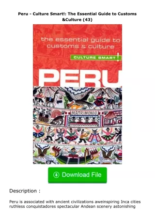 download⚡[PDF]❤ Peru - Culture Smart!: The Essential Guide to Customs & Cultur