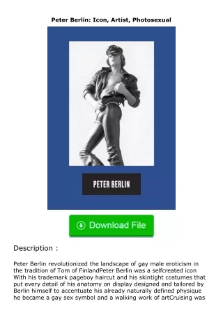 Download⚡(PDF)❤ Peter Berlin: Icon, Artist, Photosexual