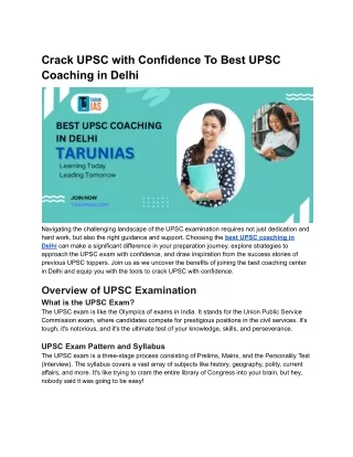 Crack UPSC with Confidence To Best UPSC Coaching in Delhi