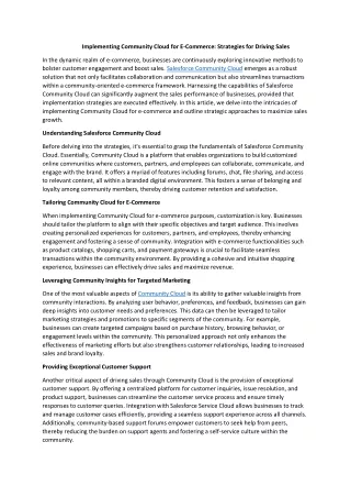 Implementing Community Cloud for Ecommerce