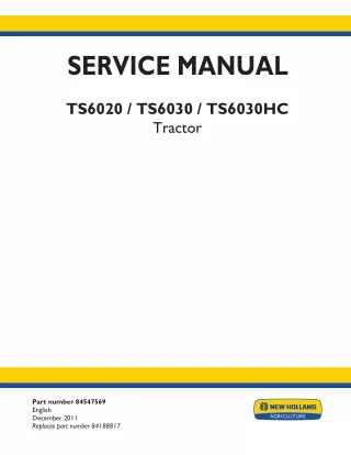 New Holland TS6020 Tractor Service Repair Manual Instant Download