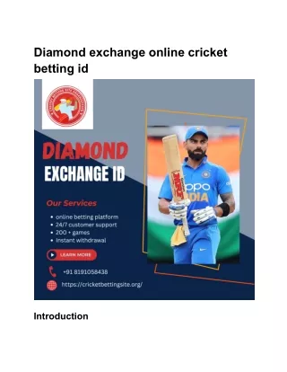 Diamond exchange online cricket betting id