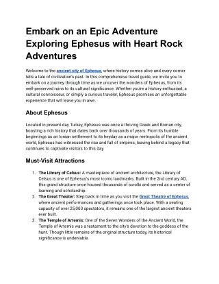 Embark on an Epic Adventure Exploring Ephesus with Heart Rock Adventures