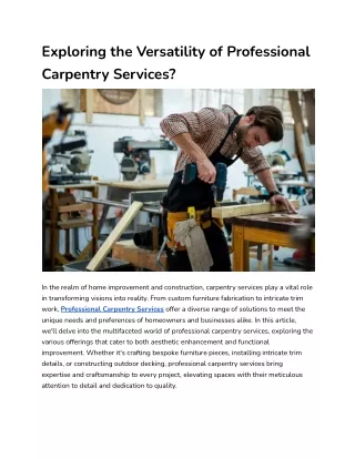 Exploring the Versatility of Professional Carpentry Services_