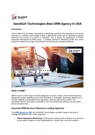 XenelSoft Technologies Best ORM Agency In USA