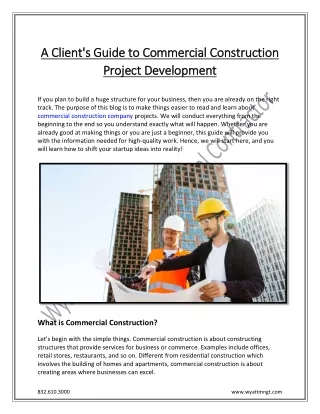 A Client's Guide To Commercial Construction Project Development