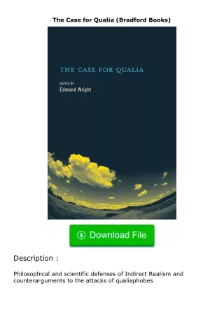 ✔️download⚡️ (pdf) The Case for Qualia (Bradford Books)
