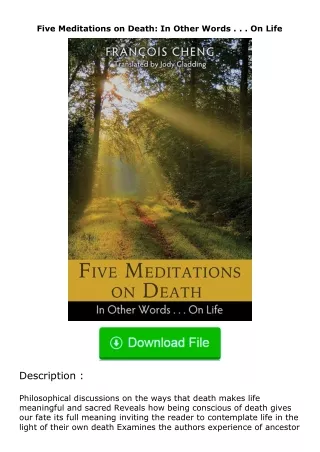 ❤️get (⚡️pdf⚡️) download Five Meditations on Death: In Other Words . . . On Li
