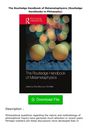 free read (✔️pdf❤️) The Routledge Handbook of Metametaphysics (Routledge Handb