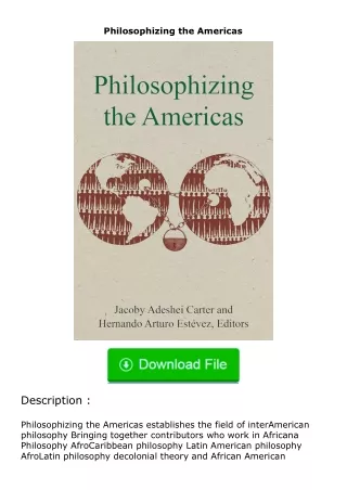 ✔️READ ❤️Online Philosophizing the Americas