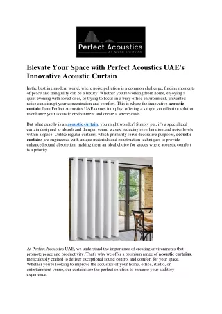 Elevate Your Space with Perfect Acoustics UAE's Innovative Acoustic Curtain