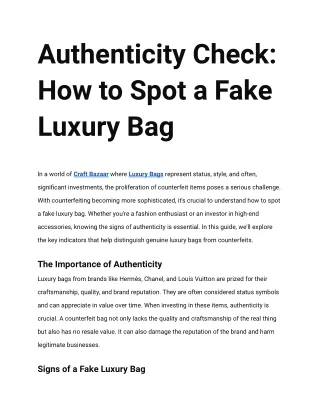 Authenticity Check How to Spot a Fake Luxury Bag