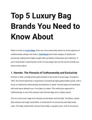 Top 5 Luxury Bag Brands You Need to Know About