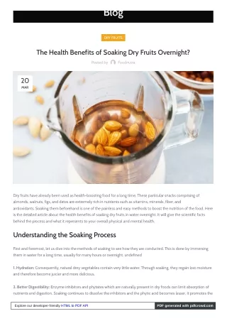 Examining Its Health Benefits After Soaking Dry Fruits Overnight