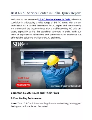 Best LG AC Service Center in Delhi