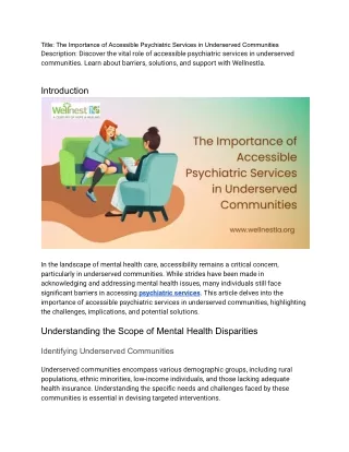 The Importance of Accessible Psychiatric Services in Underserved Communities