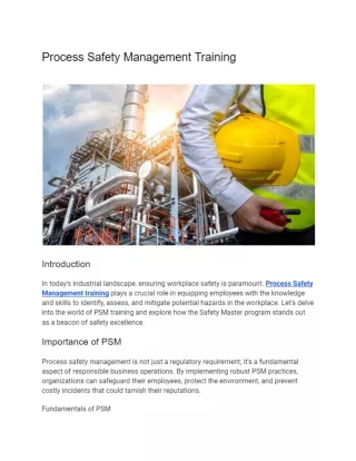 Process Safety Management Training