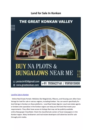 Land for Sale In Konkan