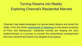 Turning Dreams into Reality  Exploring Chennai's Residential Marvels