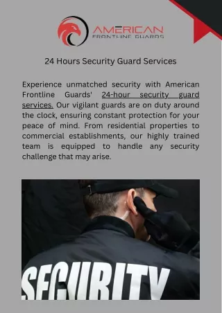 24 Hours Security Guard Services