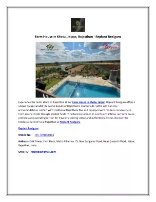 Farm House in Khatu, Jaipur, Rajasthan - Replant Realguru