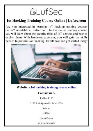 Iot Hacking Training Course Online  Lufsec.com