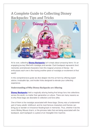 A Complete Guide to Collecting Disney Backpacks