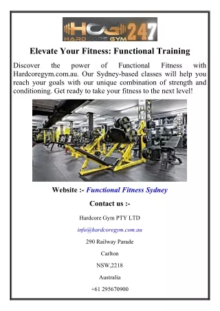 Elevate Your Fitness Functional Training
