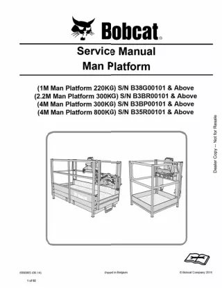 Bobcat 4M Man Platform 300KG Service Repair Manual Instant Download #2 SN B3BP00101 And Above