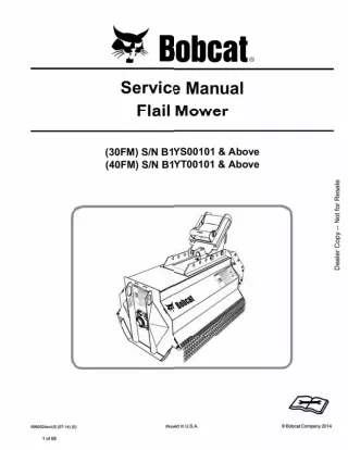 Bobcat 30FM Flail Mower Service Repair Manual Instant Download SN B1YS00101 And Above