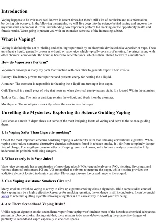 Unveiling the Mysteries: Checking out the Science Behind Vaping