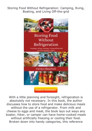 ❤PDF⚡ Storing Food Without Refrigeration: Camping, Rving, Boating, and Livi
