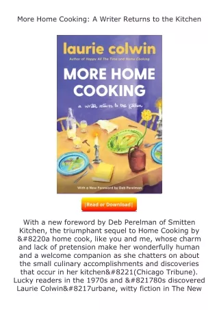 download⚡️ free (✔️pdf✔️) More Home Cooking: A Writer Returns to the Kitche