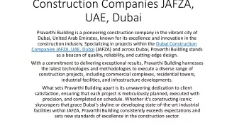 Dubai Construction Companies JAFZA, UAE, Dubai