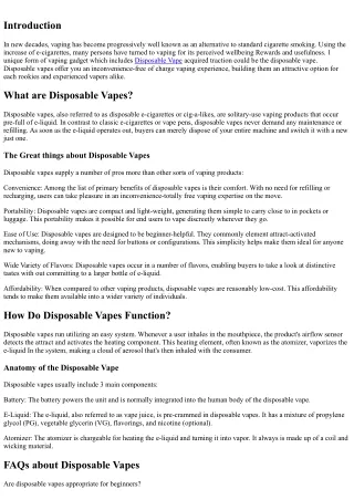 Disposable Vapes: A Journey into the World of Inconvenience-Free of charge Vapin