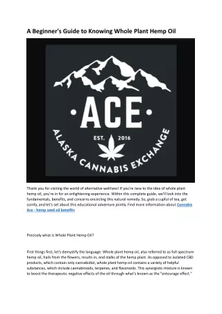 Cannabis Ace whole plant hemp oil