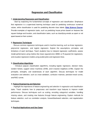 Regression and Classification