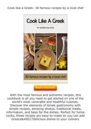 Download⚡PDF❤ Cook like a Greek: 30 famous recipes by a local chef